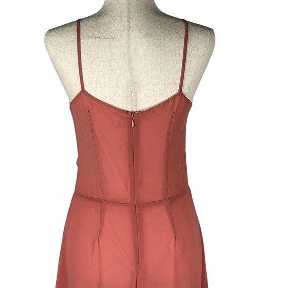 ENTRO FIXED SPAGHETTI STRAP V-NECK TWIST FRONT MAXI DRESS DARK SALMON SMALL NWT - Picture 8 of 15